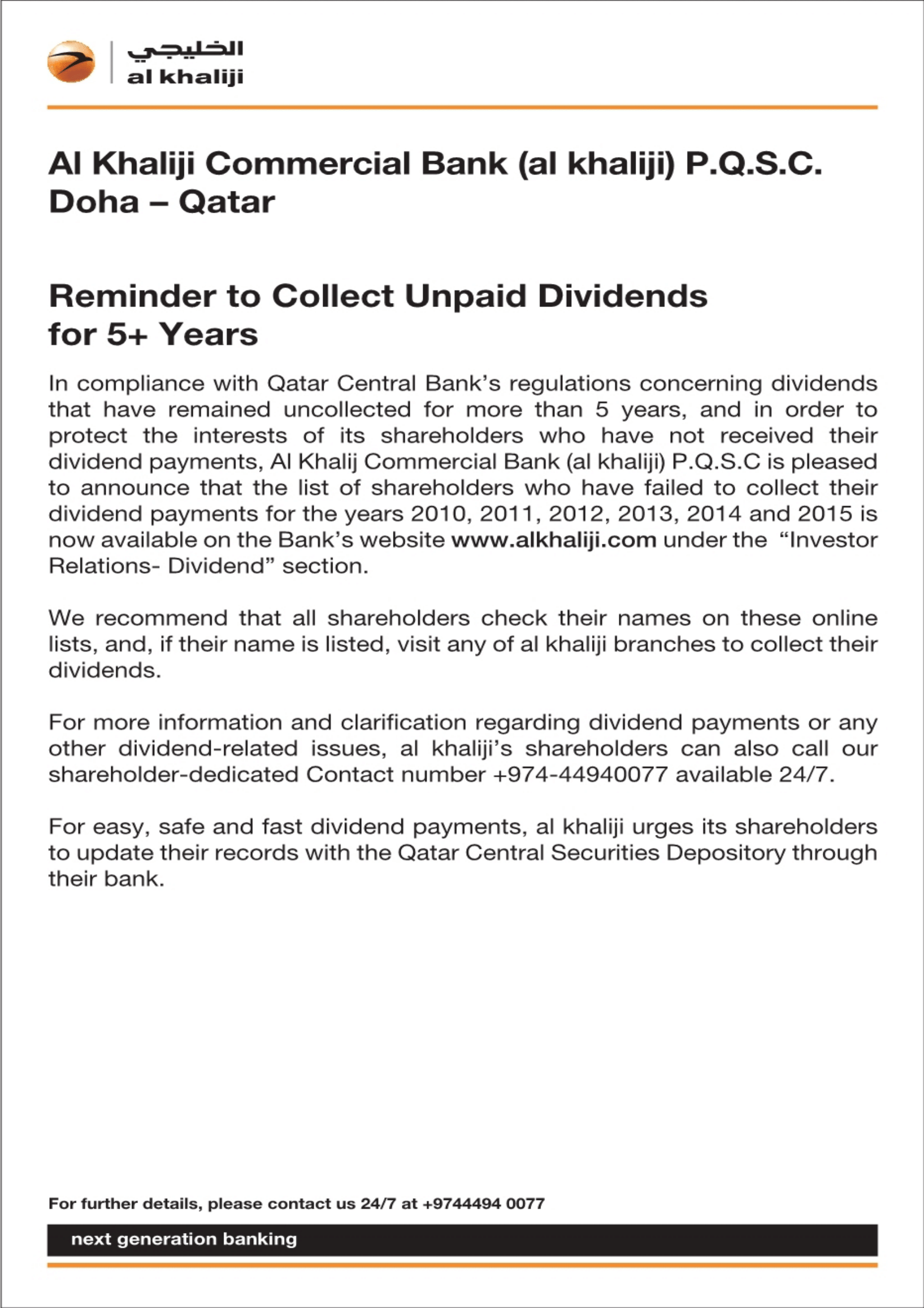 AKB Uncollected dividends en